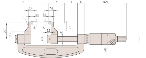 Panme Cơ Khí Đo Ngoài Mỏ Cặp Mitutoyo 1-2", 143-122